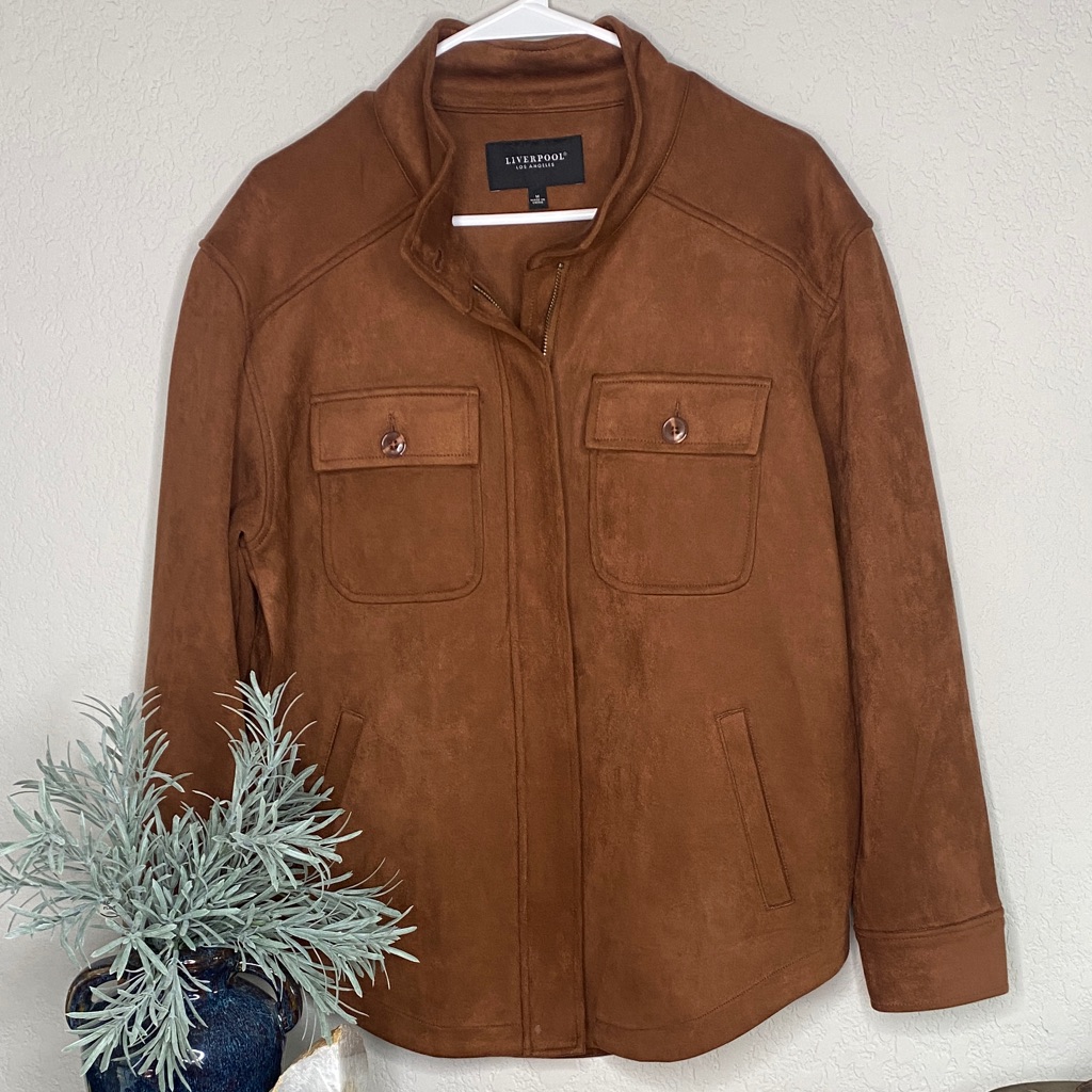 Liverpool Women's Suede Like Brown Shirt Jacket